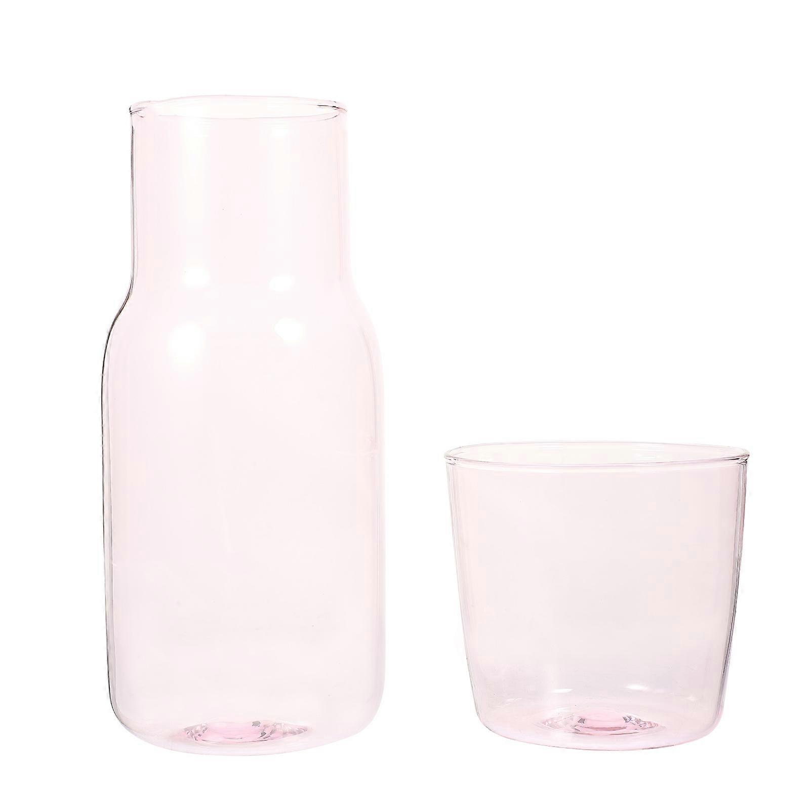 Drinking Accessory Glass Carafe Jug for Household Use 4Sets Pink