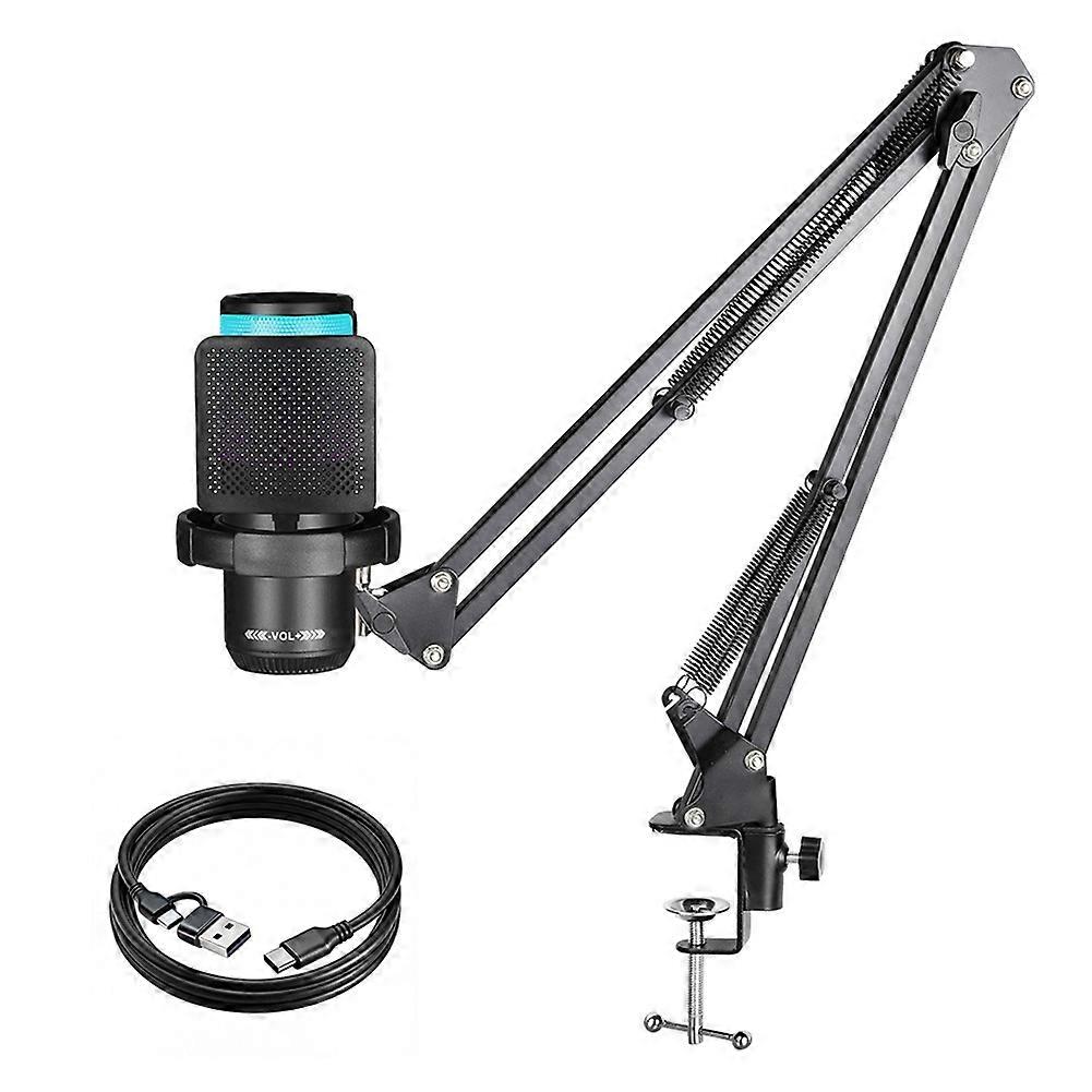 USB Gaming Microphone with Light-Touch Mute, Condenser Mic with Cantilever Bracket for PC, Laptop Streaming