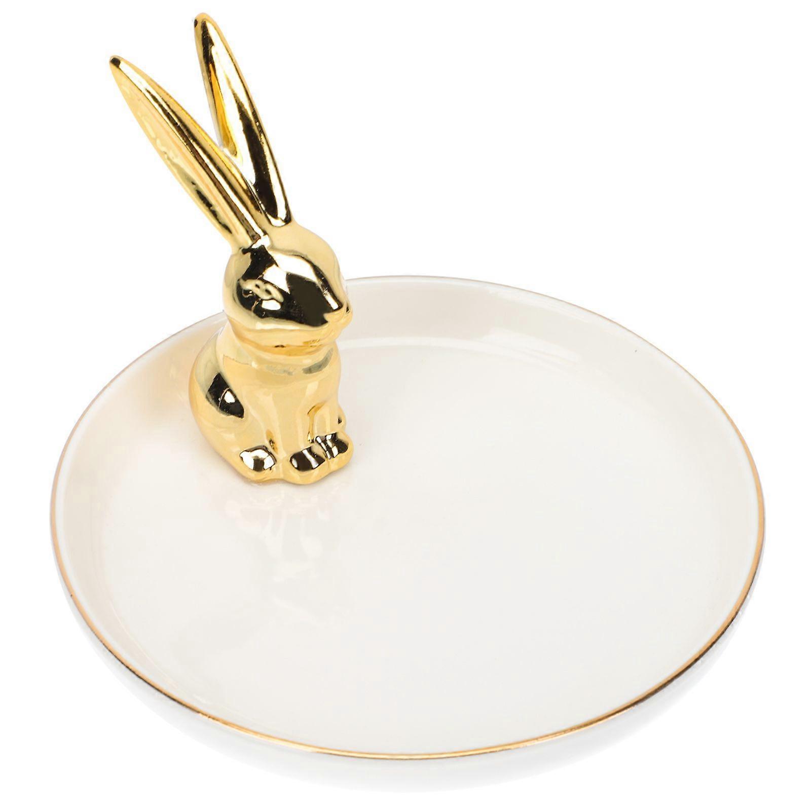 1PC Jewelry Tray Dressing Table Storage Tray Easter Rabbit Ceramic Tray Decoration