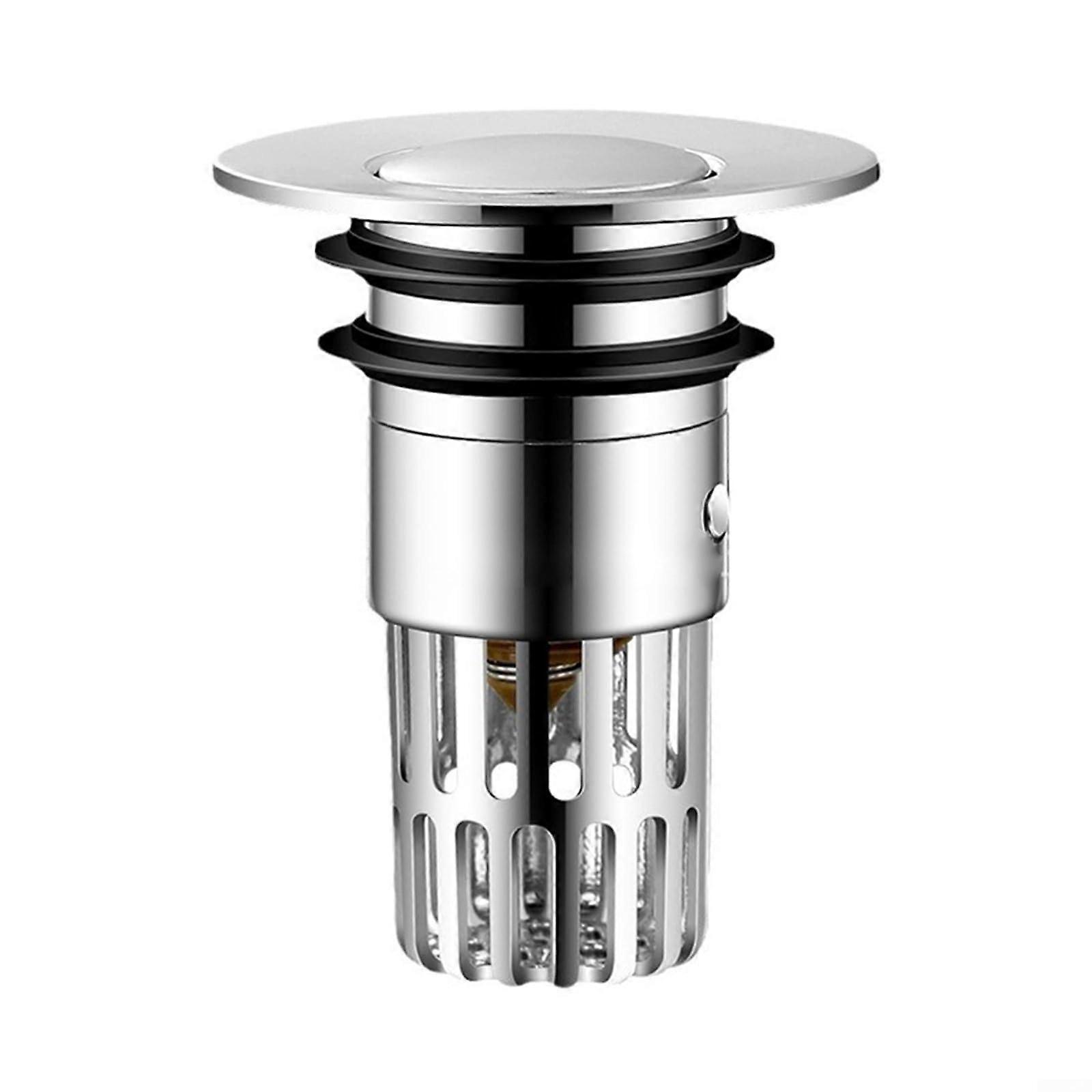 Bathroom Sink Drain Strainer Hair Catcher AntiClog RustProof Dual Mode Easy Install Silver
