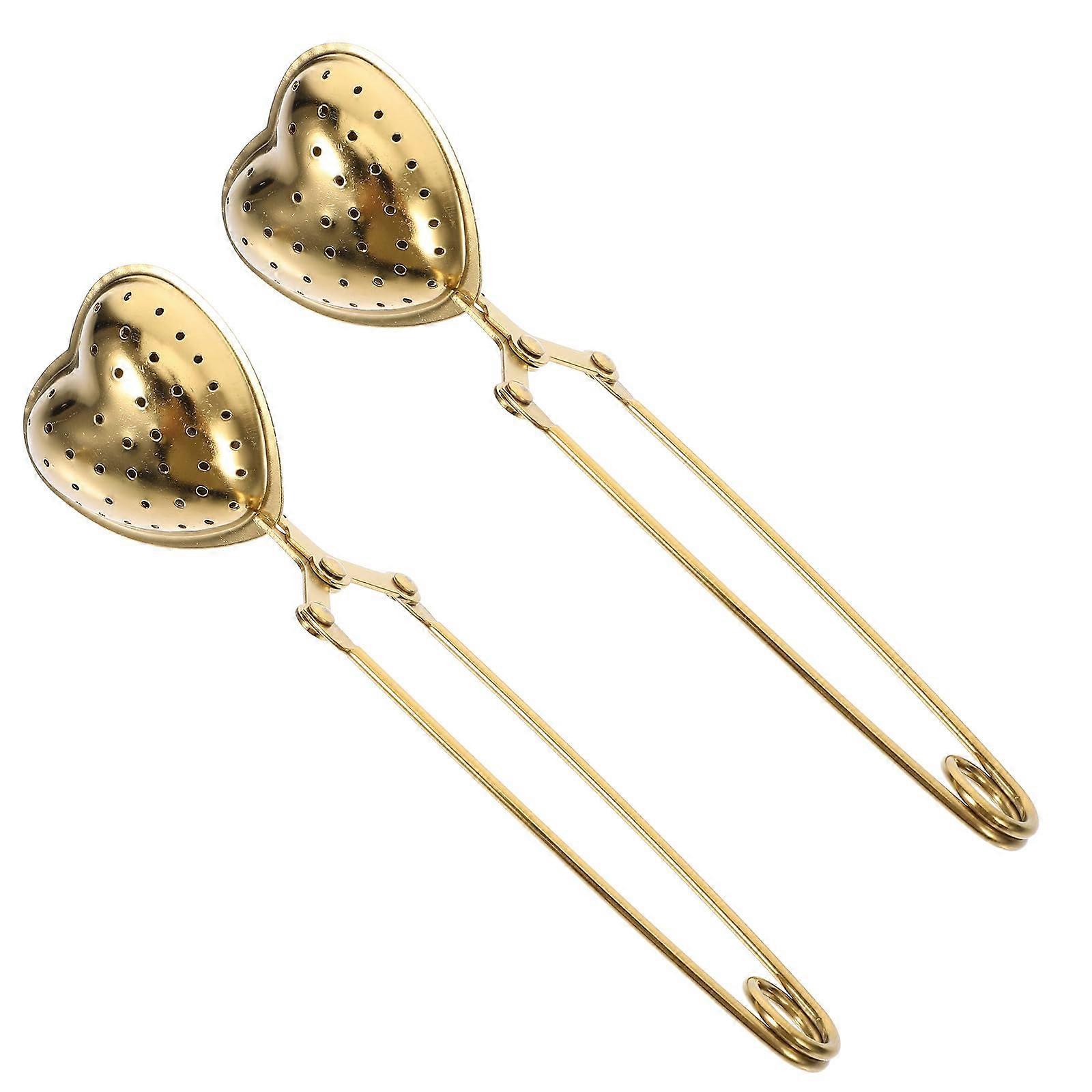 Heart Shaped Stainless Steel Tea Infuser with Handle, 2Pcs Reusable Loose Leaf Strainer Set