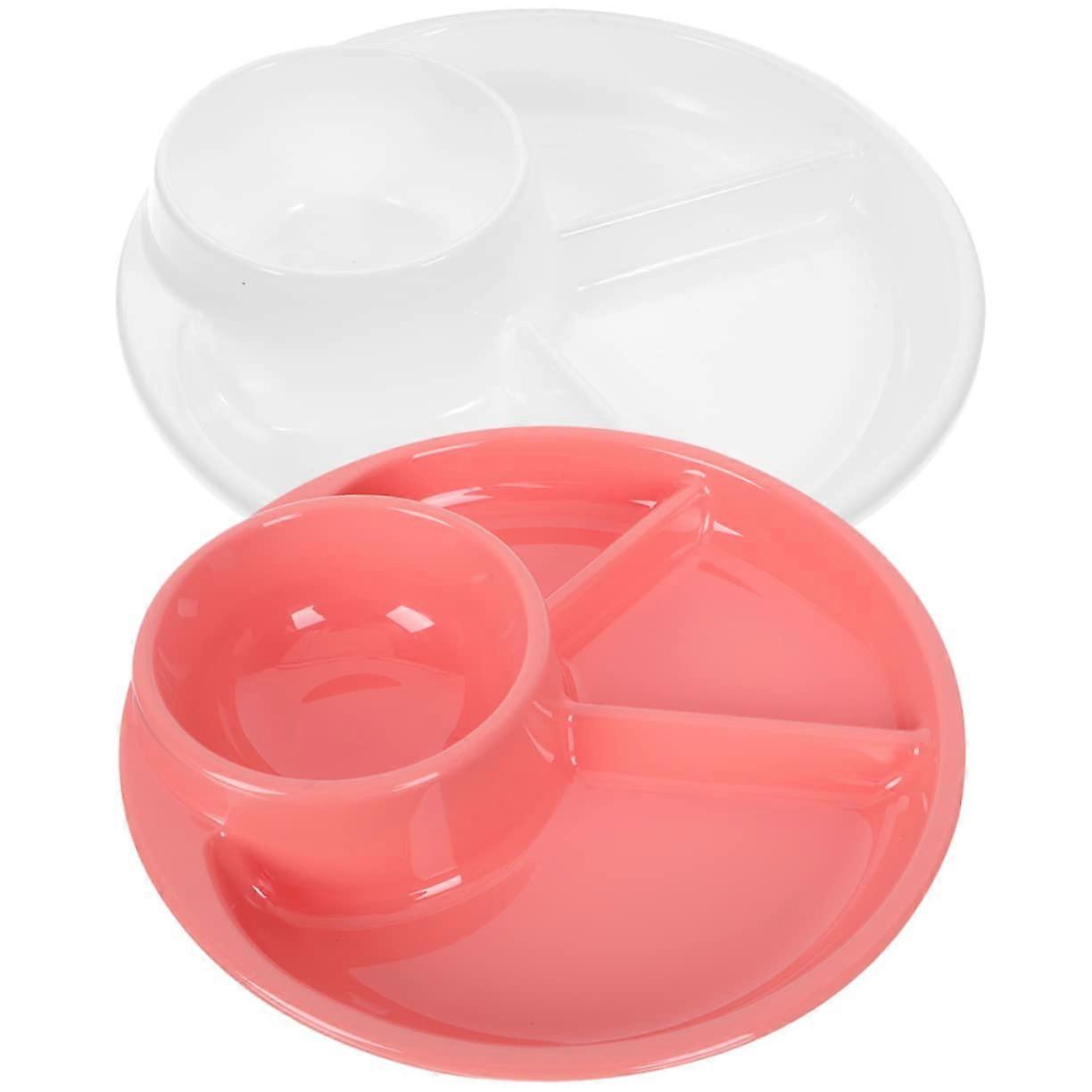 Kids Divided Dinner Plate Microwave Safe Dishwasher Friendly Children's Compartment Tray 2pcs