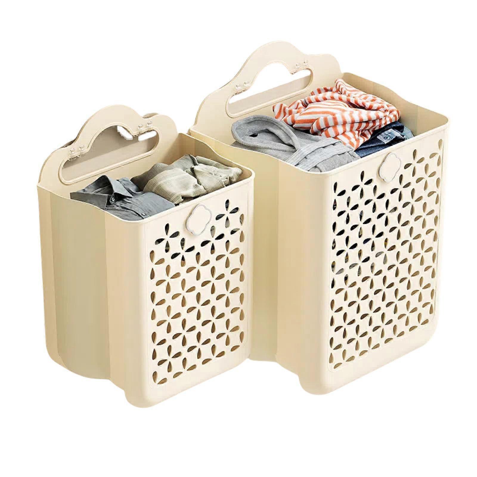 Foldable WallMounted Laundry Basket Large Capacity Hamper for Bathroom Storage Organizer Cream