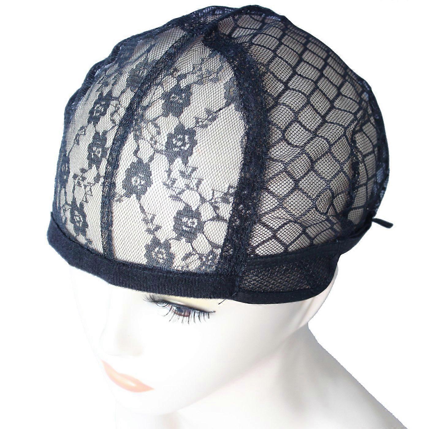 Large Black Mesh Wig Cap with Adjustable Strap for Wig Making and Breathable Styling