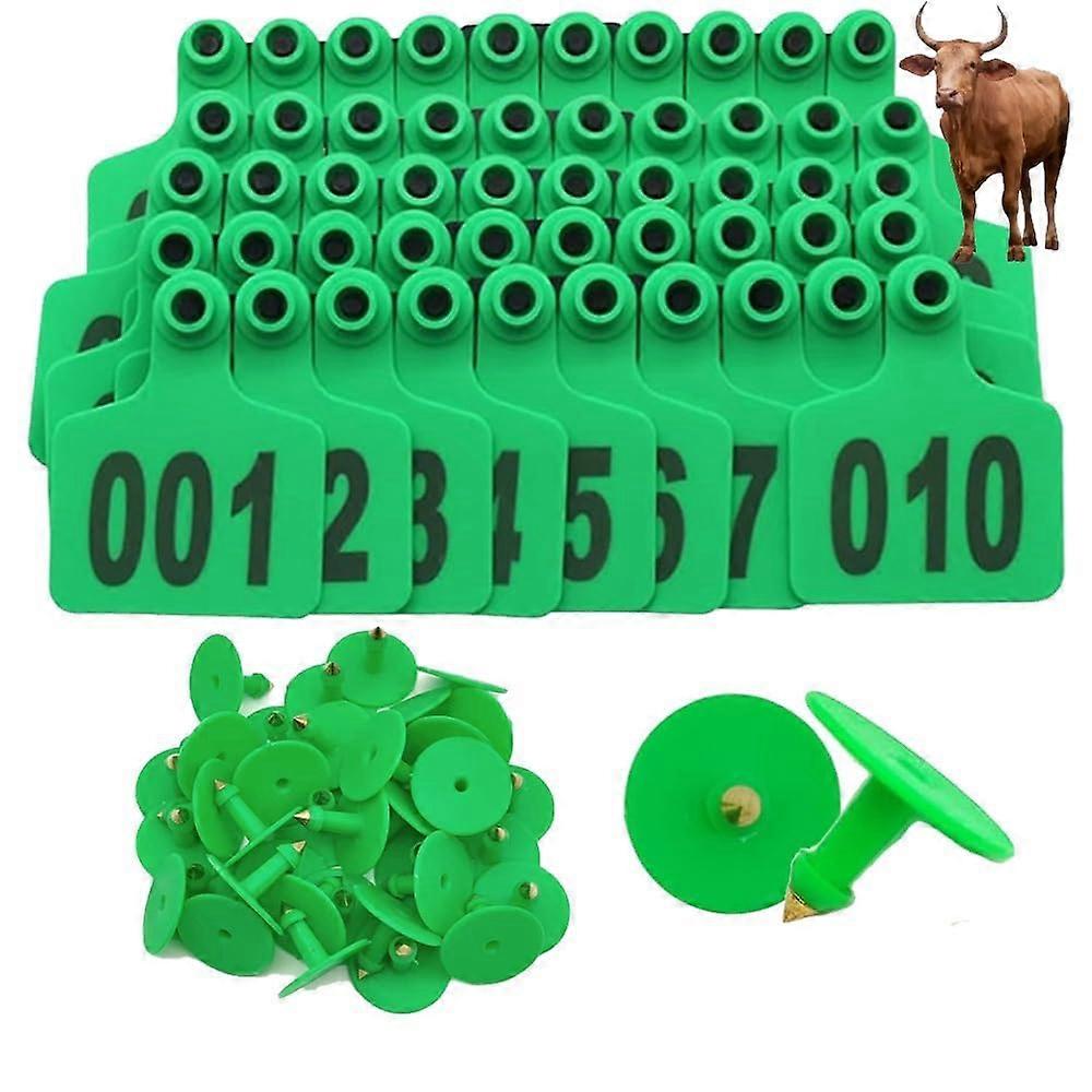 Numbered Plastic Cattle Ear Tags for Livestock Identification, 100 Pack