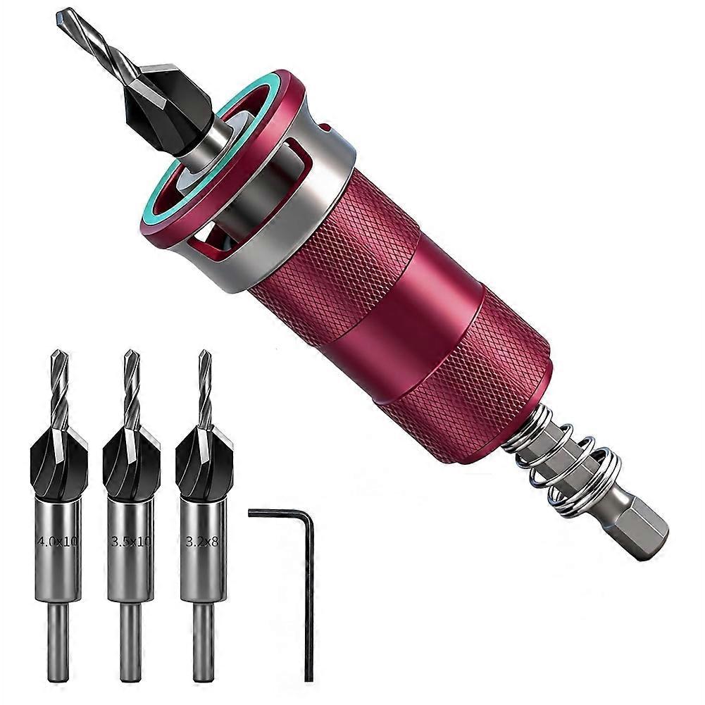 Countersink Drill Set, Countersink Wood Drill with Adjustable Depth Stop, Countersink Drill with 1/4 Inch Hex Shank