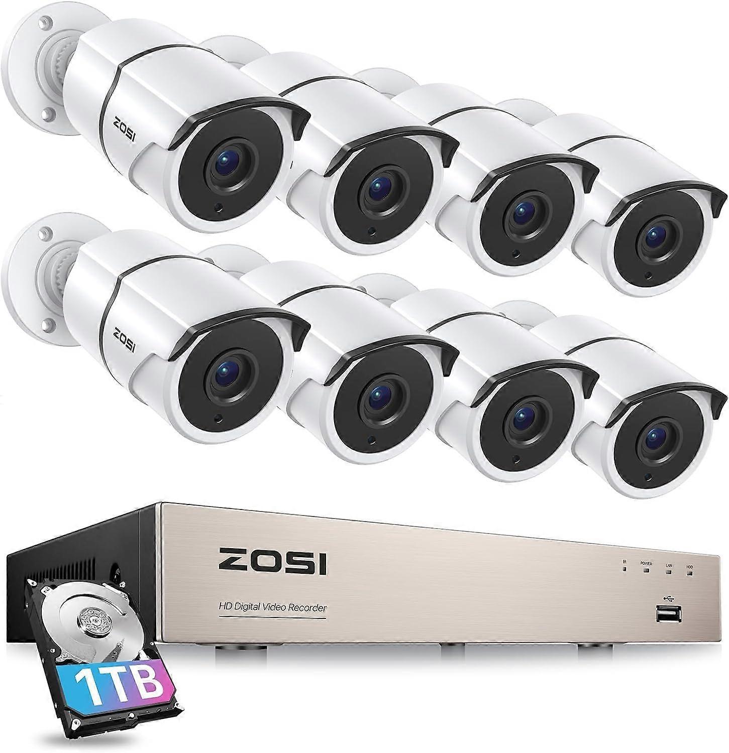 8 Channel 2MP Security Camera System with DVR and Optional 2TB Storage for Home or Business