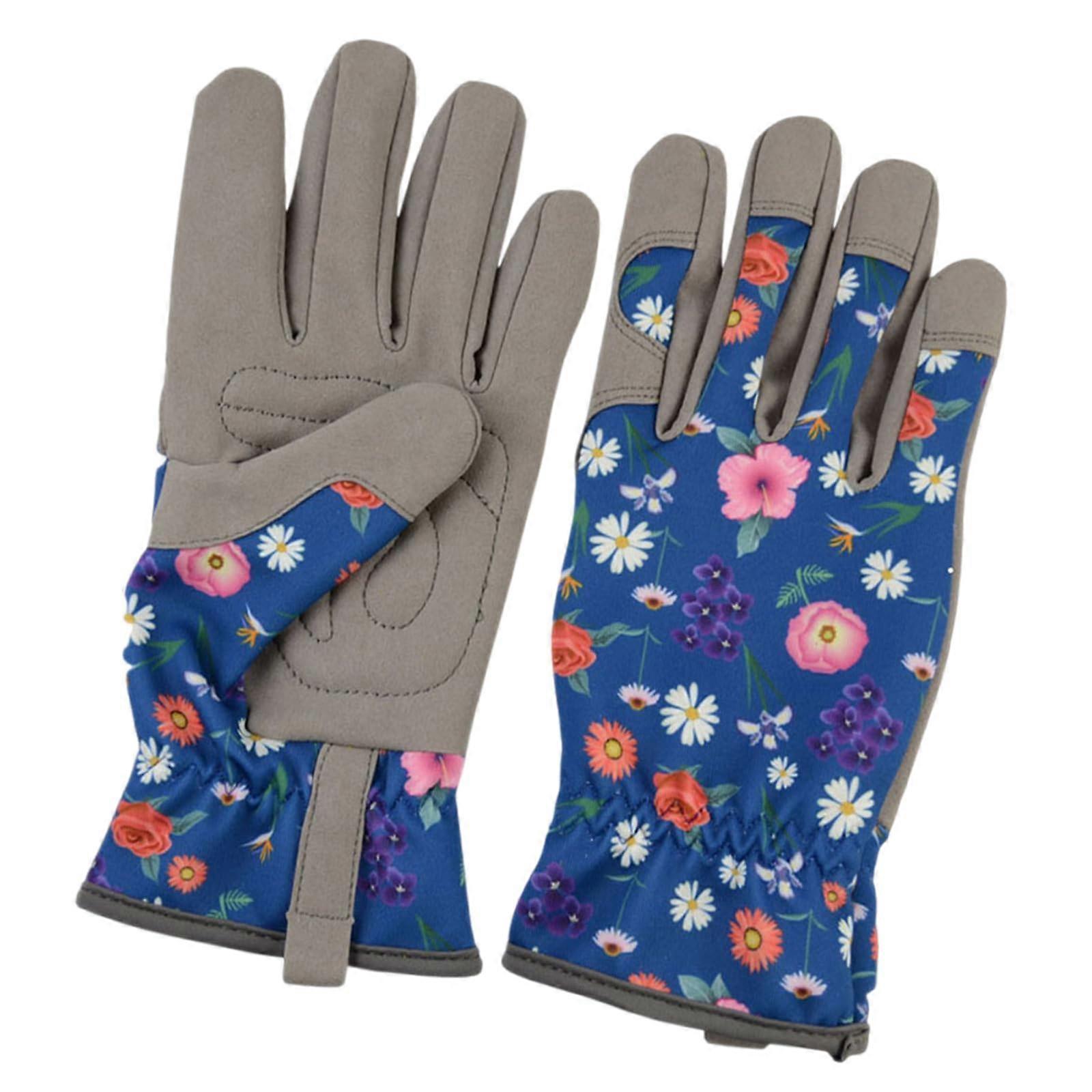 Breathable AntiPuncture Gardening Gloves Blue Durable Polyester for Pruning and Yard Work