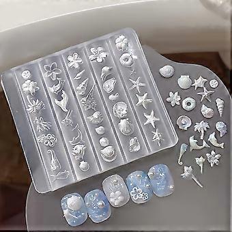Nail Art Silicone Mold 3D Lily Flower and Marine Theme Starfish Conch for DIY Nail Designs