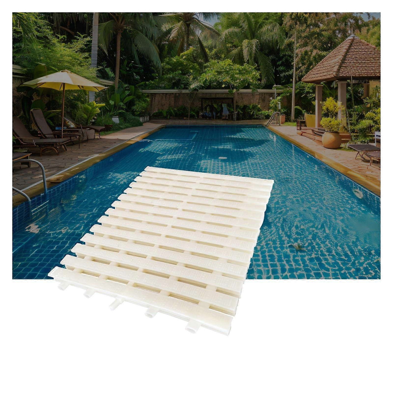 Pool Drain Grate with SlipResistant Surface, White ABS Interlocking Swimming Pool Overflow Grating