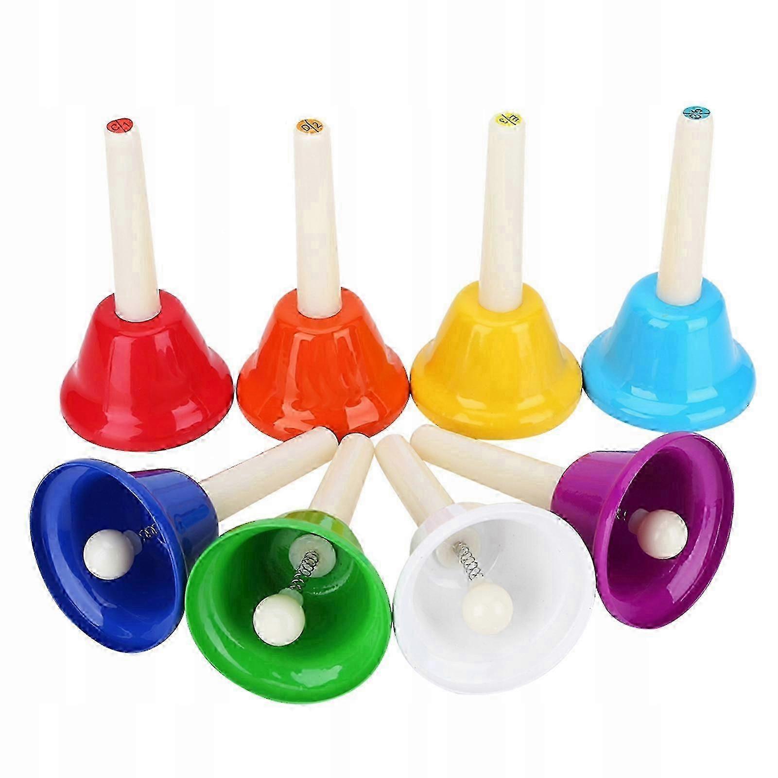 8-note Colorful Metal Hand Bells Set