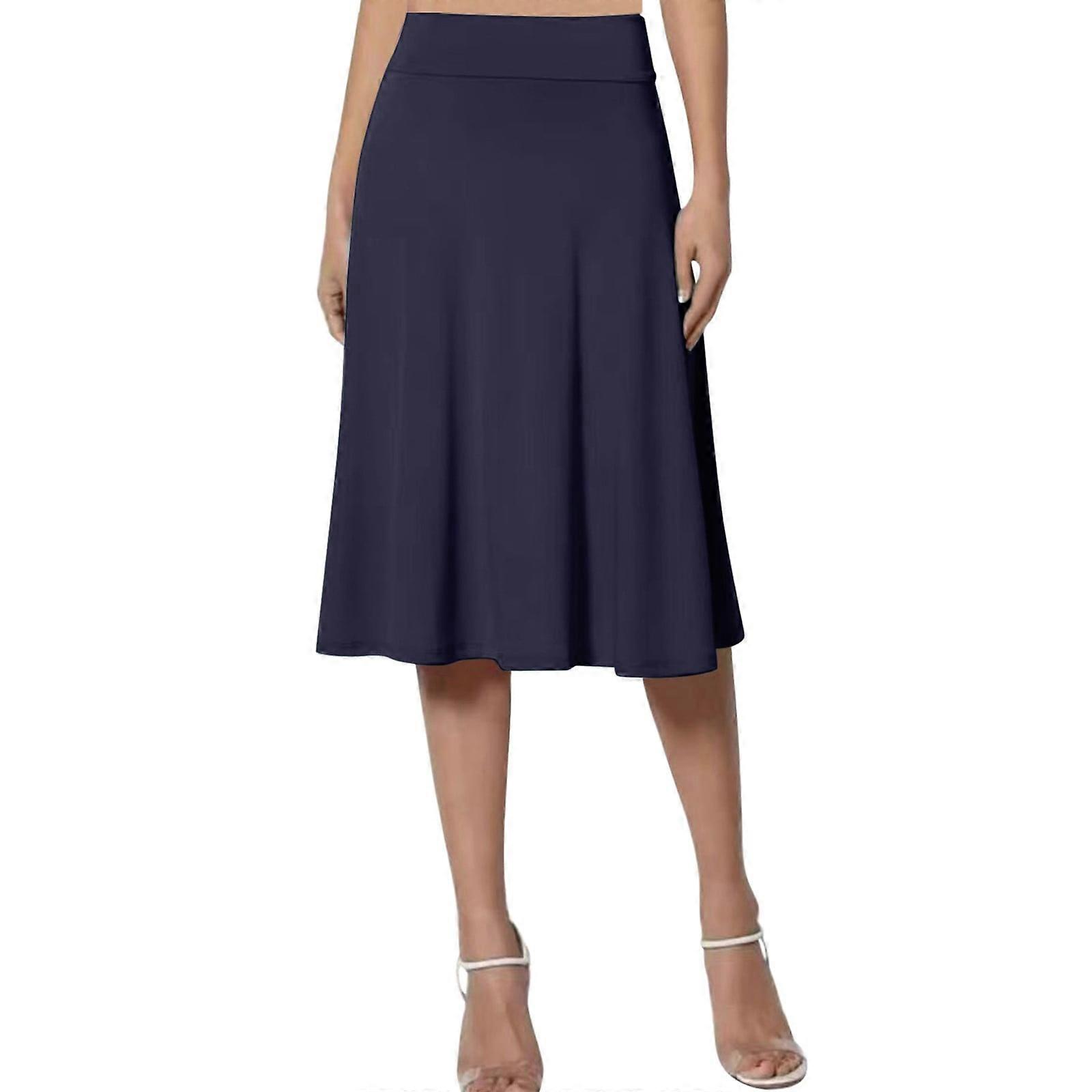 Women's Skirts Solid Lightweight Flare Midi Pull On Closure Skirt