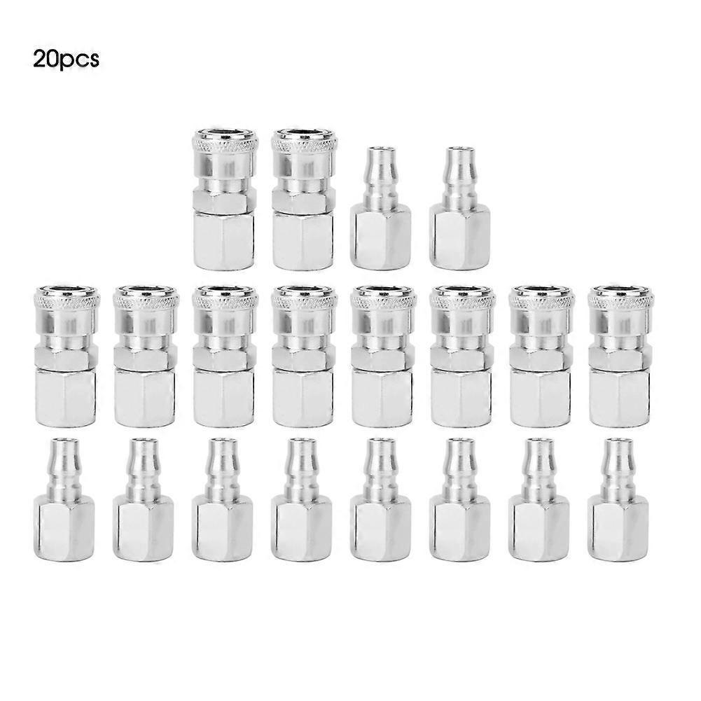 20 Pcs Zinc Plated Iron Outer Thread Quick Coupler Set Quick Air Socket Plug(SF20+PF20)