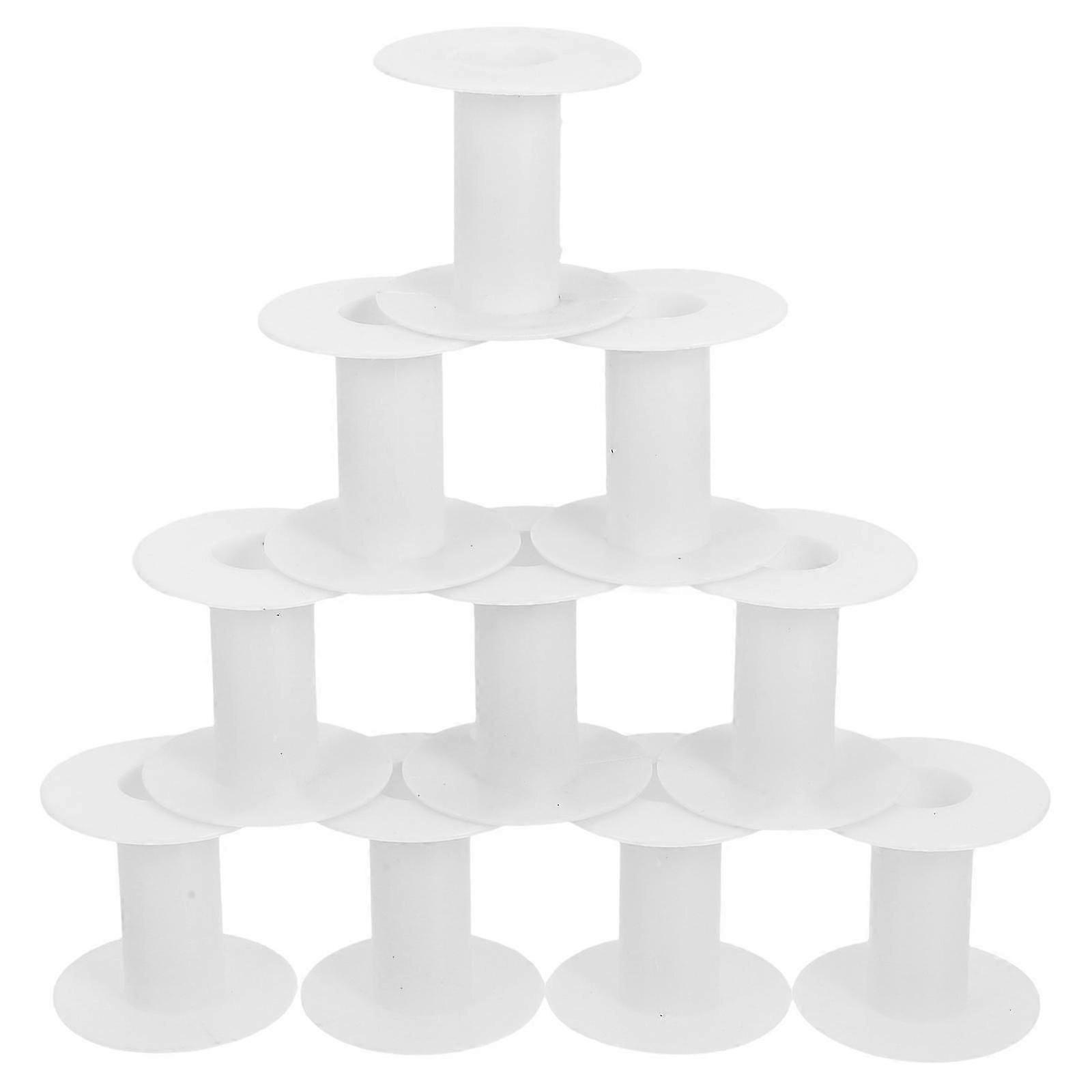 White Sewing Thread Bobbins Plastic 40Pcs Empty Spools