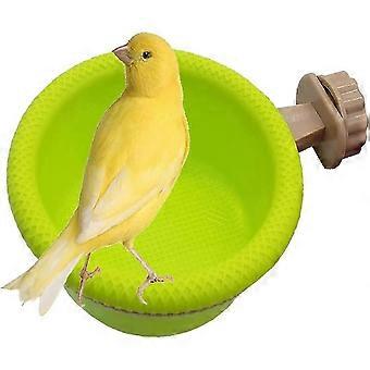 SHYV-Multifunctioneel vogelbad voor kooien, benodigdheden voor papegaaien en kanaries, vinken en grasparkieten, inclusief zitstok (4,5 inch)