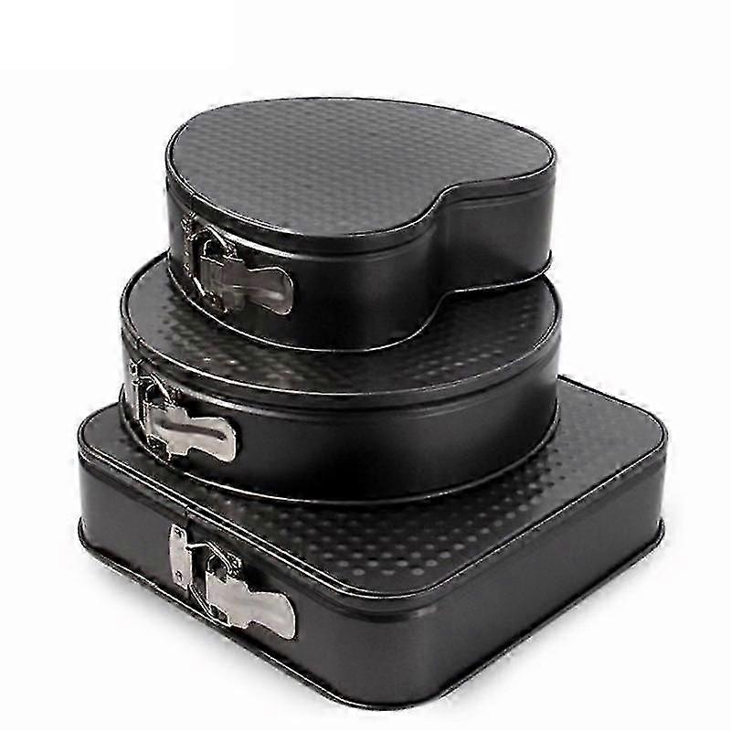 3Pcs Non-stick Removable Bottom Round Heart Square Shape Cake Mold Bakeware Set