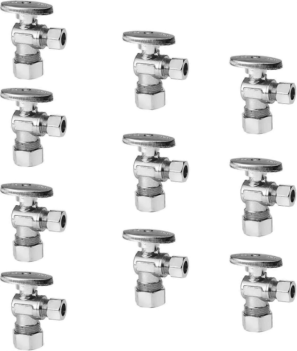 10-Pack EFIELD Angle Stop Valve 1/2" Nominal (5/8" OD) Compression x 3/8" OD,