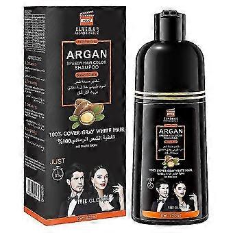 Øjeblikkelig hårfarveshampoo til gråt hår, hårfarveshampoo til mænd/kvinder, 3 i 1-100% gråt hår, hårshampoo med urteingredienser 420 ml