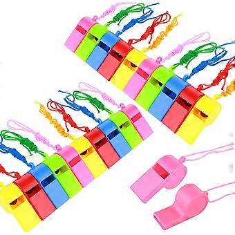 24PCS Plastic Sports Whistles Coaches Whistle with Crisp, Whistle with Lanyard for Kids Adult Sports Pet Training Basketball Soccer Emergencies (Rand