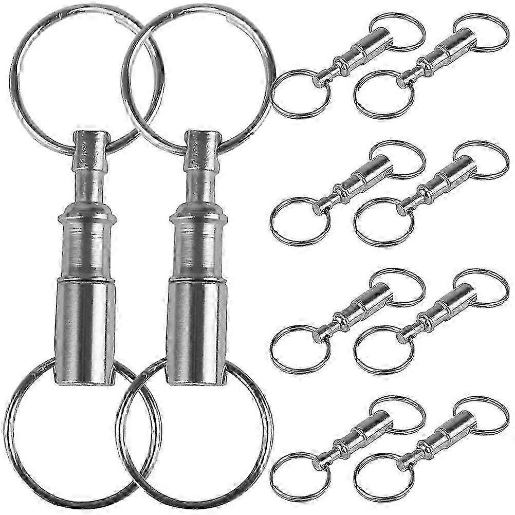 10PCS Pull-Apart Keychain with 2 Split Rings, Easy Detach Double Spring Split Snap Separate Key Accessory