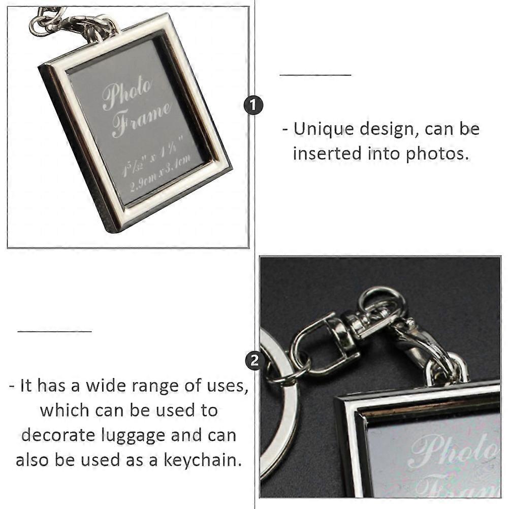 2Pcs Creative Key Chain Photo Frame Key Ring Couple Key Ring (Rectangle)