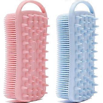 2 PC 2-in-1 Silicone Exfoliating Body Scrubber, Shampoo Brush with Scalp Massage, For Sensitive Skin, Dishwasher Safe, Hanging Hole, Suitable for Men,