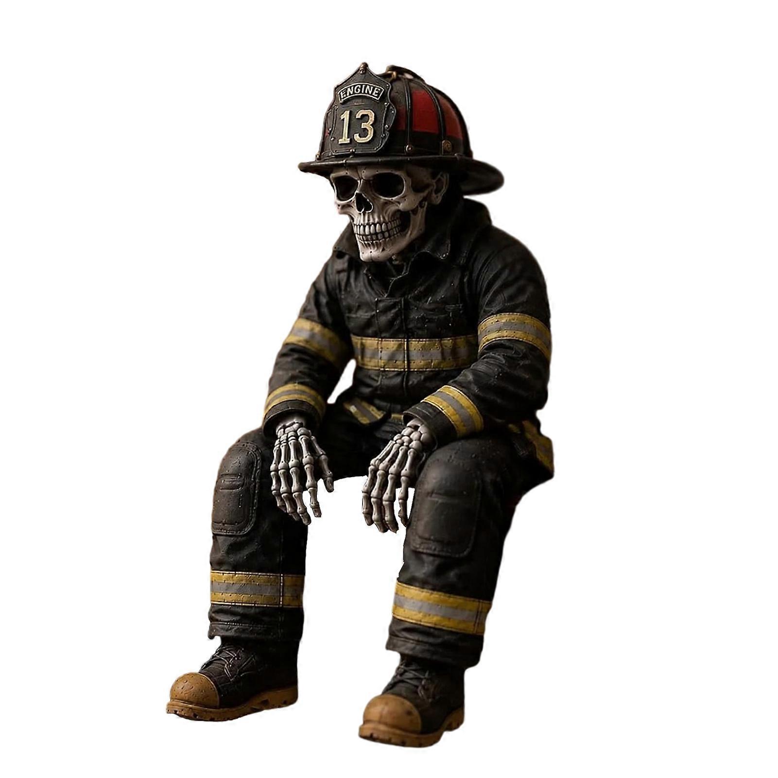 Skeleton Fireman Shelf Decor - Durable Waterproof - for Themed Display