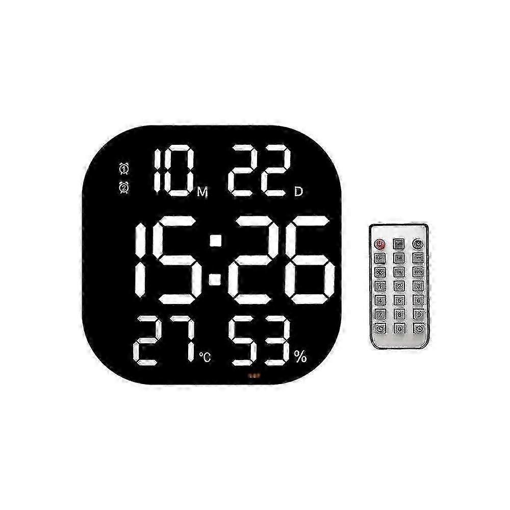 Led Digital Wall Clock Remote Control Temperature Date Week Display Adjustable Brightness Table Al