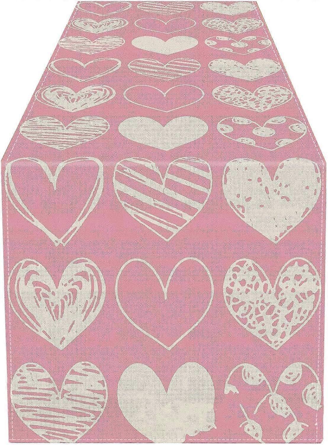 Valentine's Day Table Runner, Heart-Shaped Table Runner - Romantic Heart-Shaped Table Cover, Rectangular Tablecloth