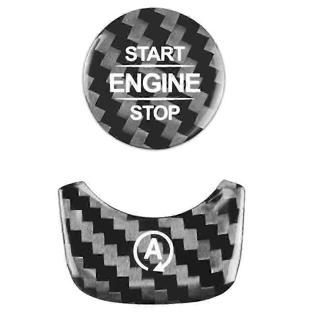 Carbon Fiber Engine Start Button Sticker compatible withClass