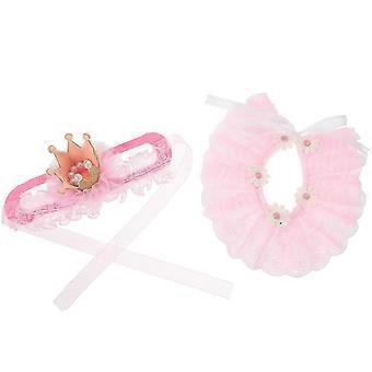 Pet Collar for Dogs Lace Collar and Crown Kitten 1Set for Dressing Up 26-27