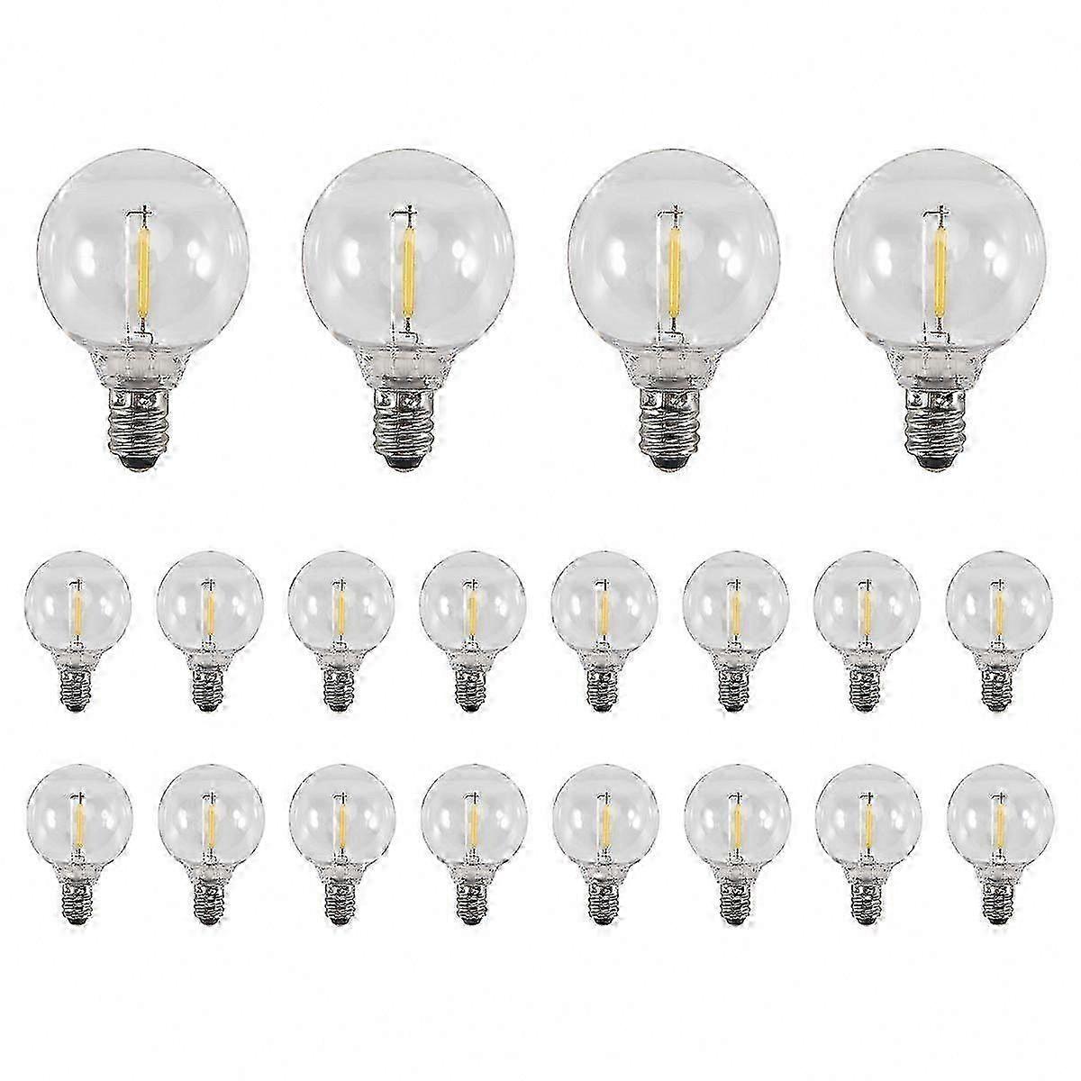 20 Pcs G40 LED Replacement Bulbs, E12 Base Shatterproof Globe Lights for Solar String Lights