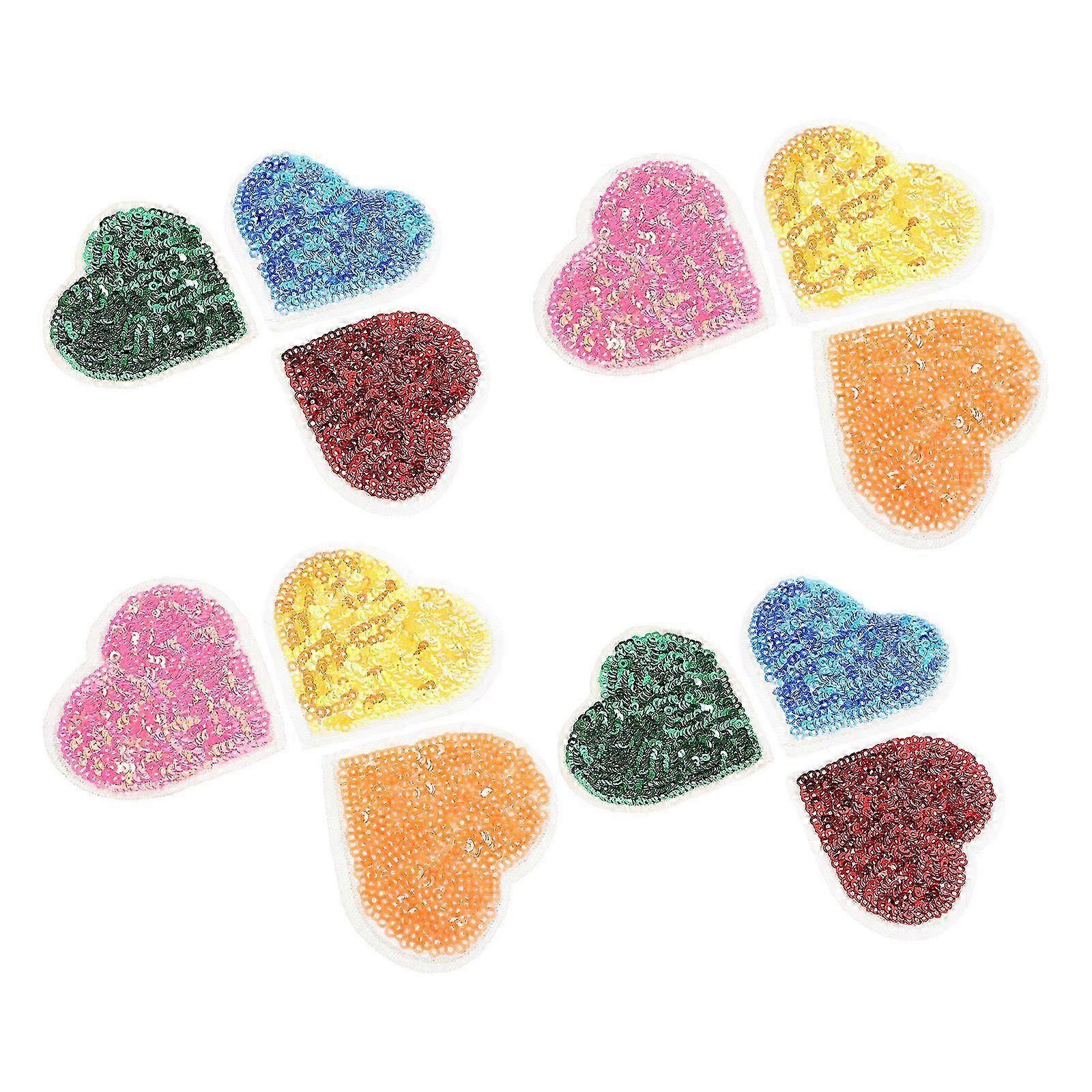 Sequin Patch Clothes Patch compatible with Decoration 12Pcs Heart Embroidery Applique