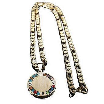 1pcs Colored crystal necklace, for men and women, stainless steel and gold Guadalupe Virgin necklace
