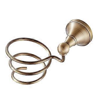 Vægmonteret antik hårtørrerstativ og glattejernsopbevaringsholder til badeværelse, metalfinish, passer til de fleste tørretumblere