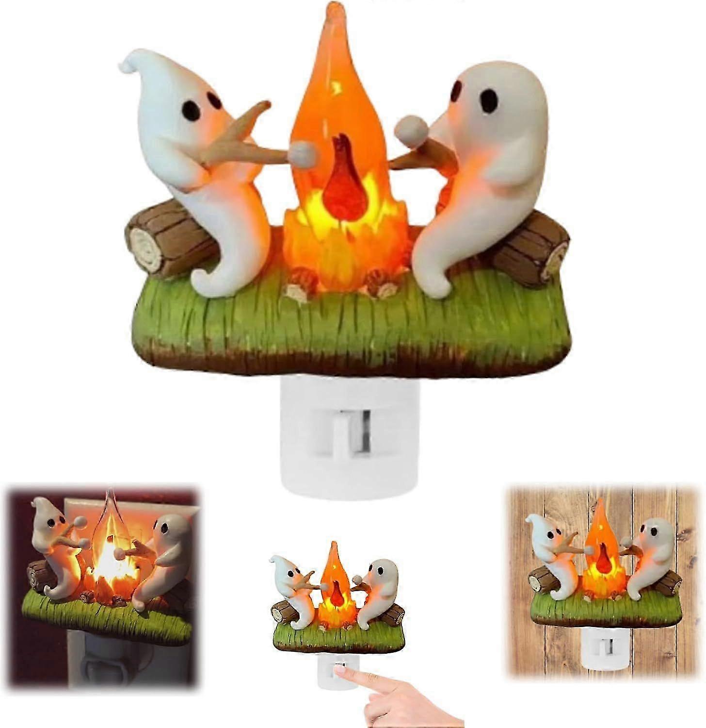 Ghost Campfire Flickering Nightlight,2024 New Ghost Campfire Flickering