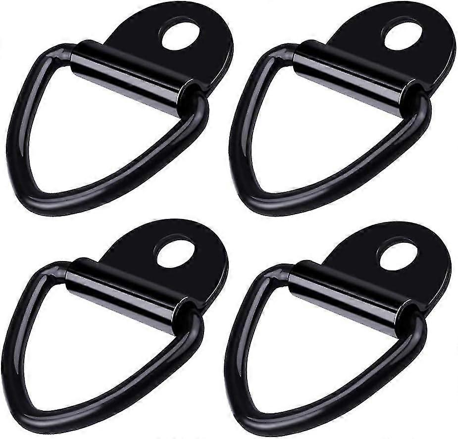 4 stk bindering, D-ring ring trailer, kraftig rustfrit stål binde ned bindekrog, sort