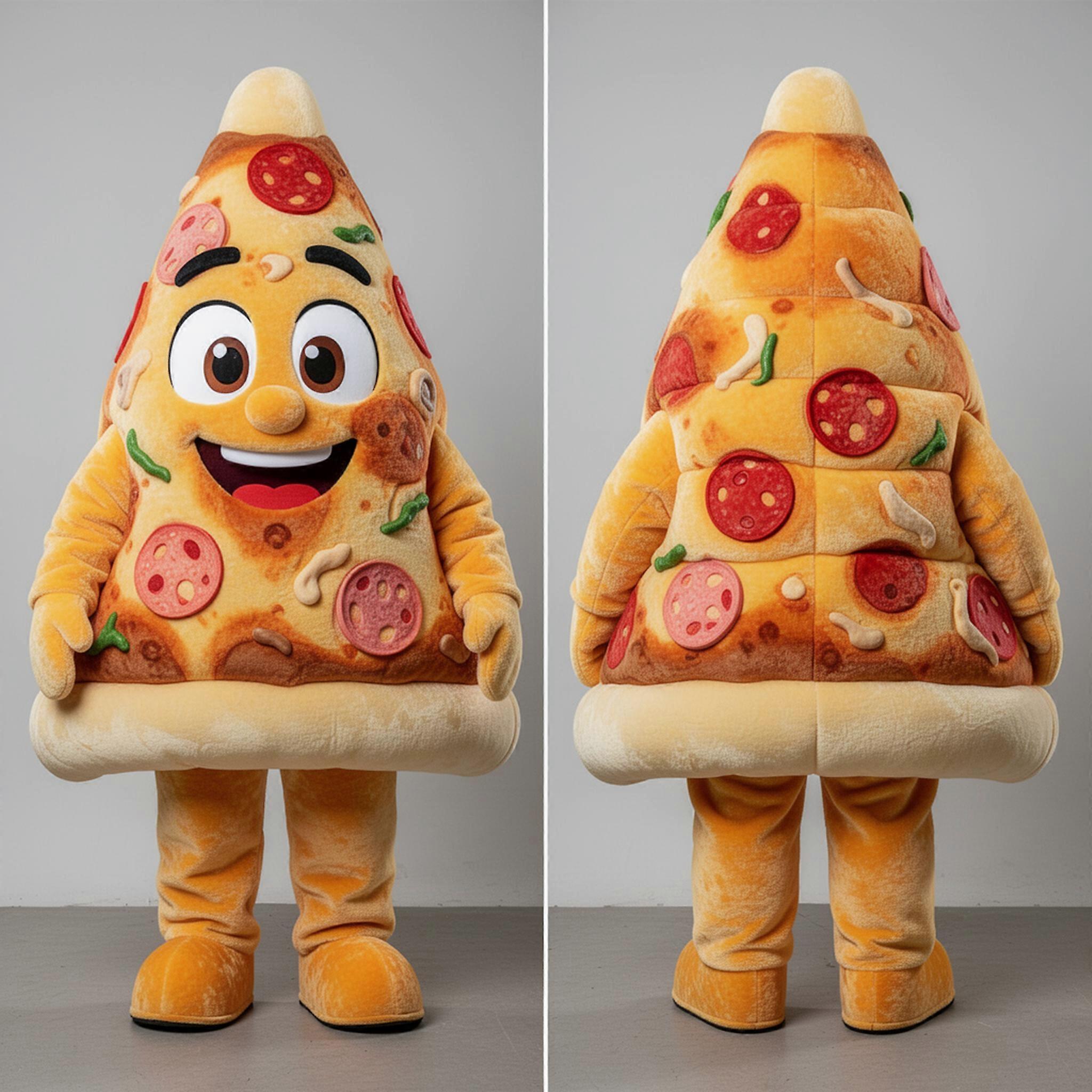 MASTICOT Rust Orange Wide Slice Pizza Slice Mascot