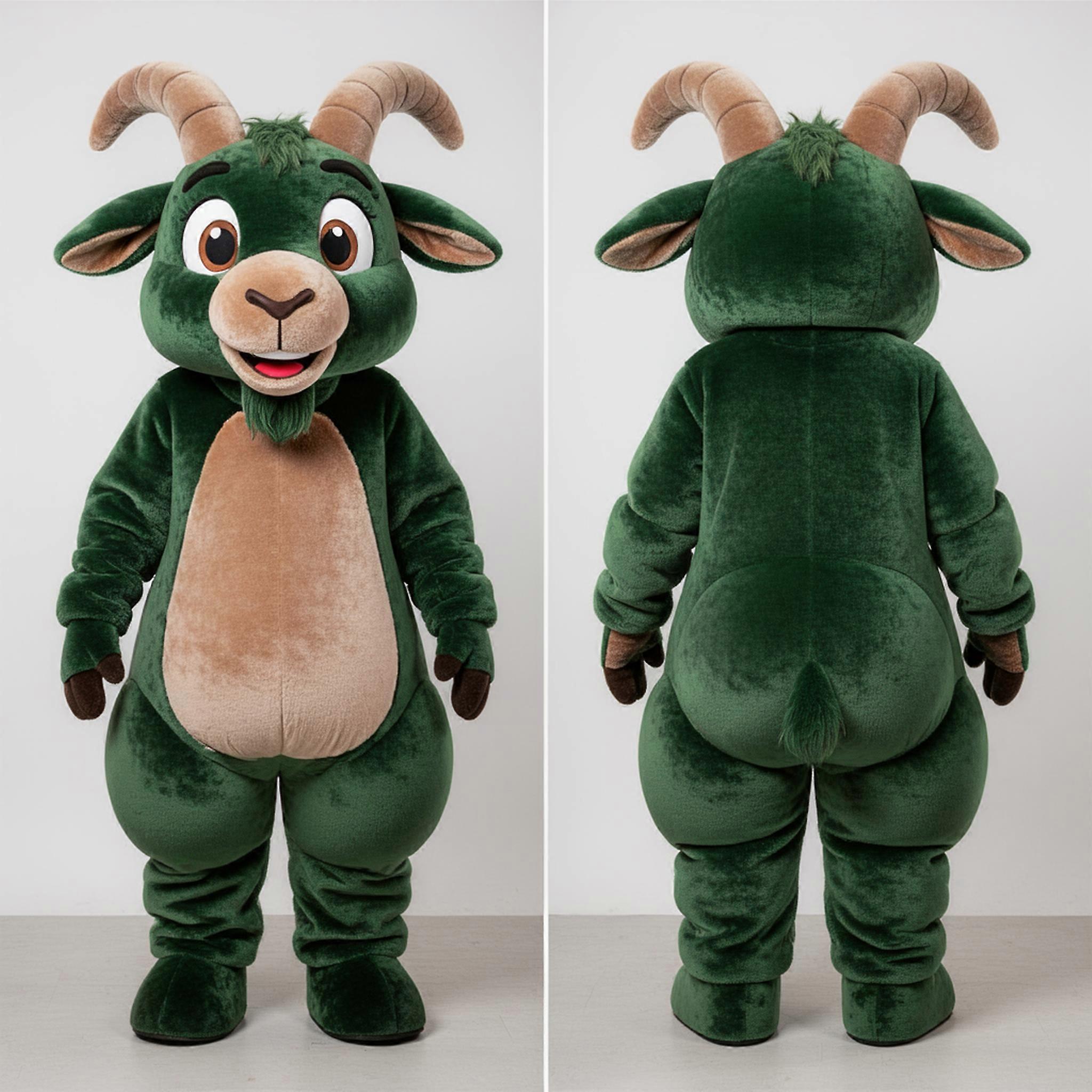 MASTICOT Forest Green Rounded Plush Goat Mascot