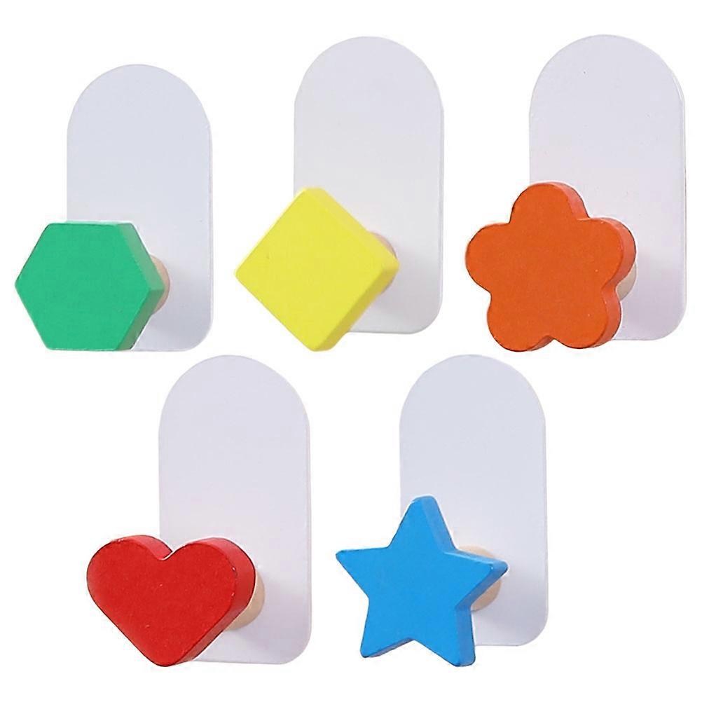 Household Children's Wall-Mounted Hooks Multipurpose 5Pcs Colorful Set
