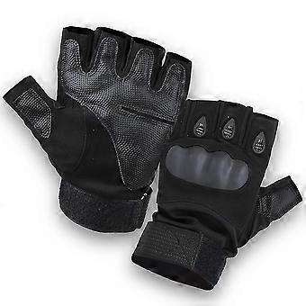 Une paire de sports antidérapants de cyclisme en plein air noir Super fibre résistant à l’usure Silicone Fitness Tactics Half Finger Gloves (Half Finger Gloves M)