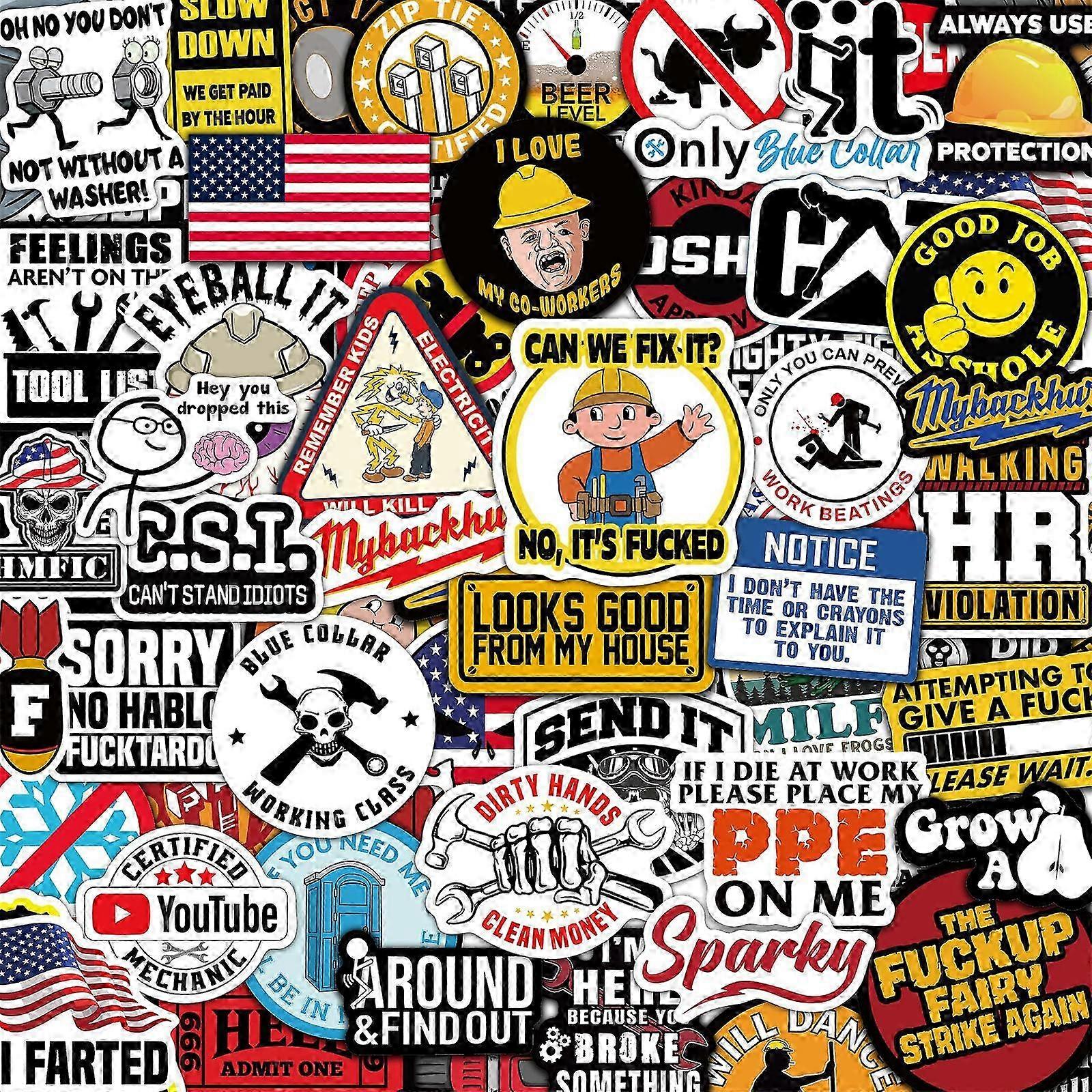 150PCS Gloss-Laminated Construction Stickers