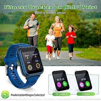 Smartwatch, Aluminiumgehäuse, dunkelmarineblaues Sportarmband, 24-Zoll-Spielkamera, Stimmenmusik-Videoplayer-Recorder, Schrittzähler-Taschenlampe, Geschenk für Kinder