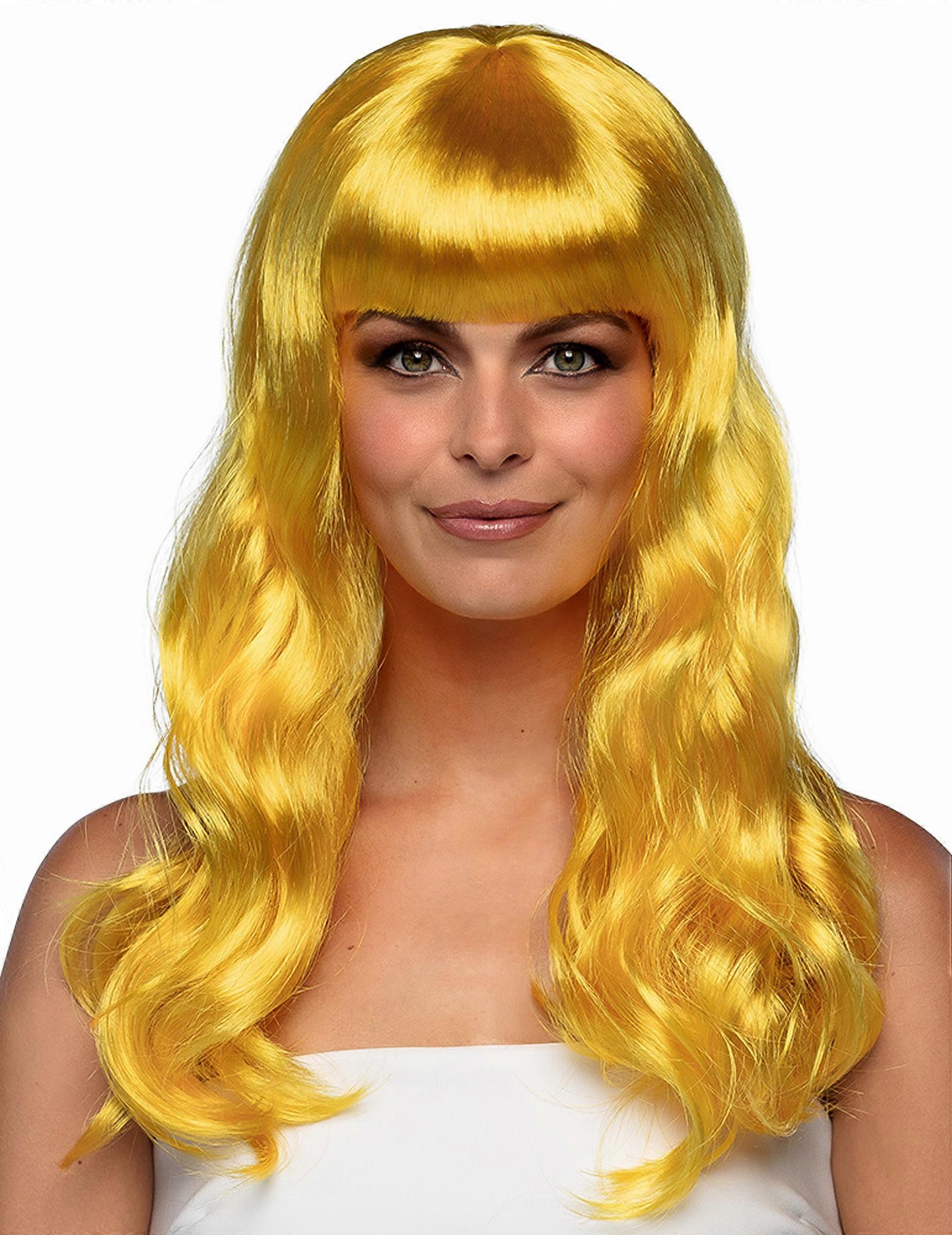 Long yellow wig for women