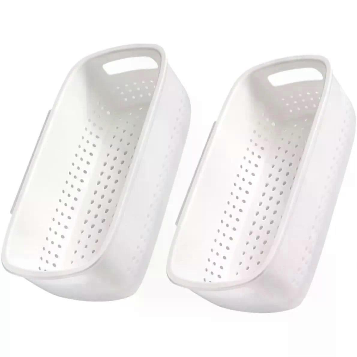Plastic Drain Basket Set Double Layer Wall Mounted 2pcs for Kitchen