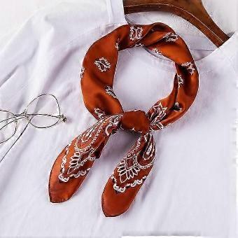70cm Bandana Head Scarf for Women, Silk Satin Square Neck Paisley Print Handkerchief, Fashion Hijab Accessory