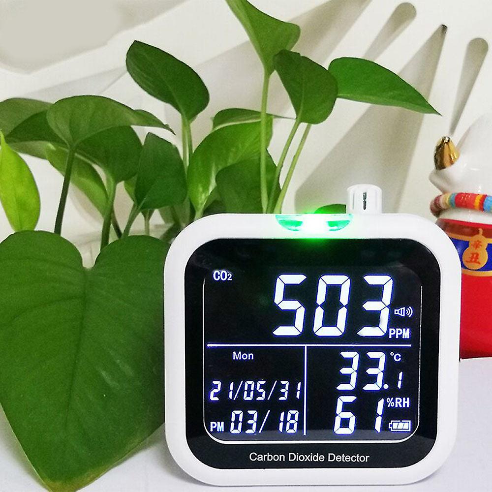 Multifunctional Co2 Temperature Humidity Monitoring Device Digital Display Household Air Quality Detector With Time Function