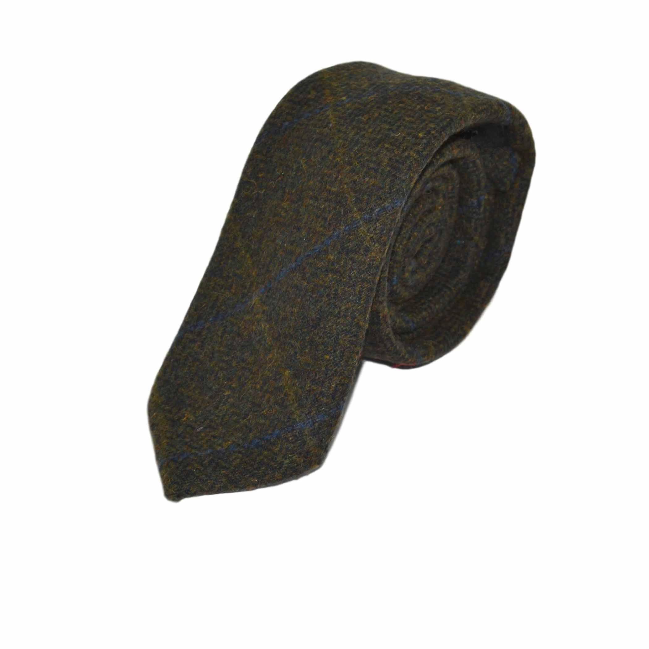 Juniper Green Herringbone Check Tie & Pocket Square Set