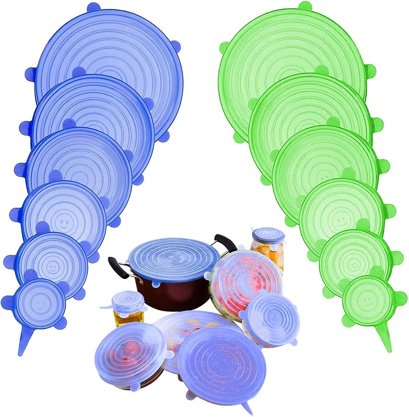12 Pack of Various Sizes BPA-free Silicone Lids Reusable Container Lids Food Covers, Flexible to Fit All Shape of Containers, Durable, Microwave and D