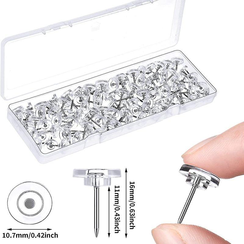 50Pcs Transparent Map Pins Multi-purpsoe Flat Round Pushpins Decor Thumb Tacks SHYTMV